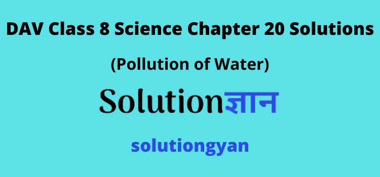 DAV Class 8 Science Chapter 20 Solutions Pollution of Water