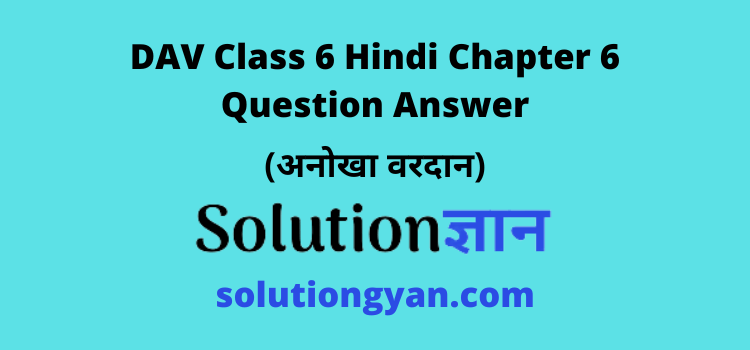 DAV Class 6 Hindi Chapter 6 Question Answer Anokha Vardan